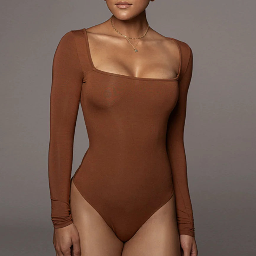 Women's Long Sleeve Square Neck Jumpsuit
