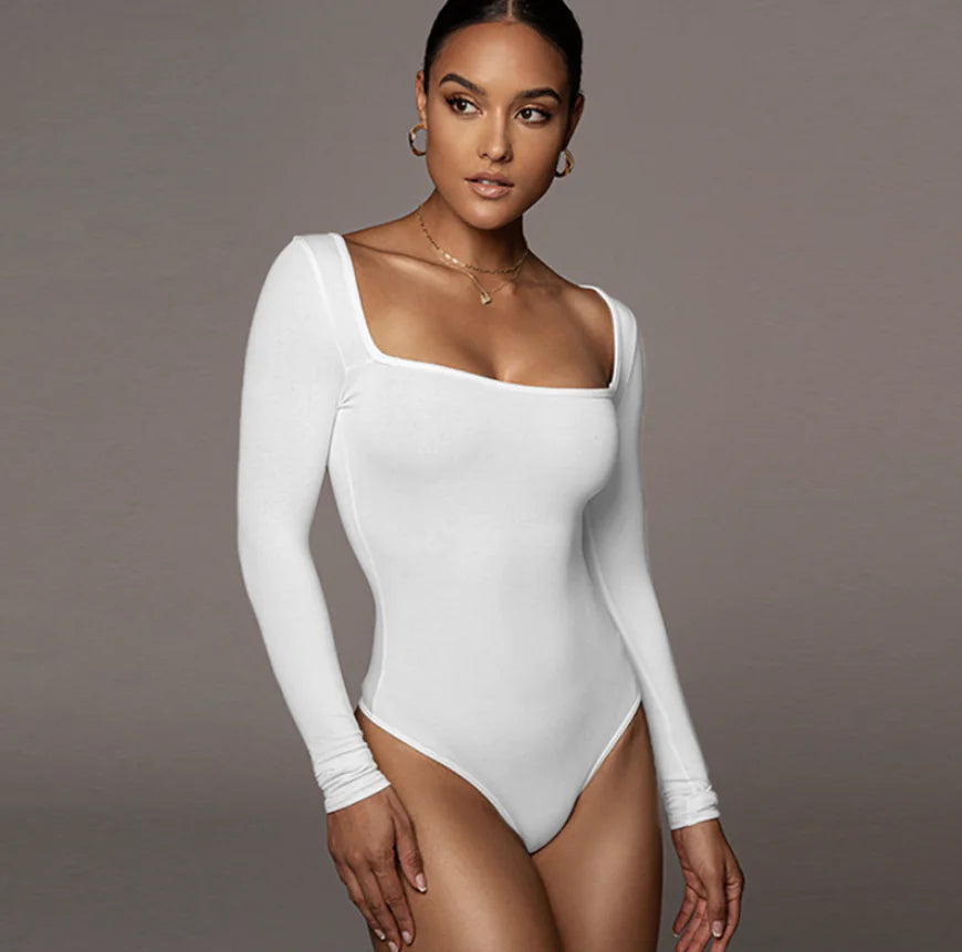Women's Long Sleeve Square Neck Jumpsuit